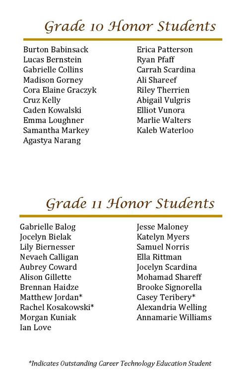 honor students 10 and 11